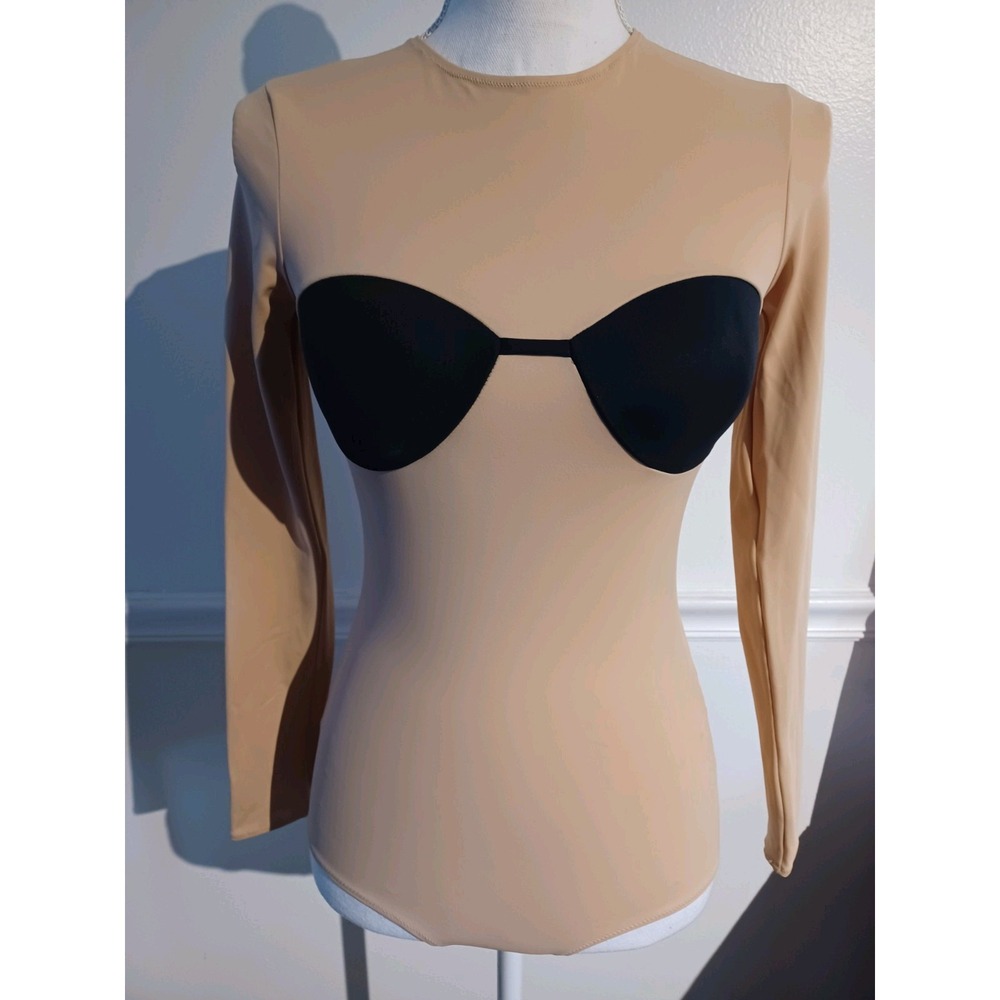 Maison Martin Margiela X H&M Womens Nude Black Bra Body Suit Sz 8‎